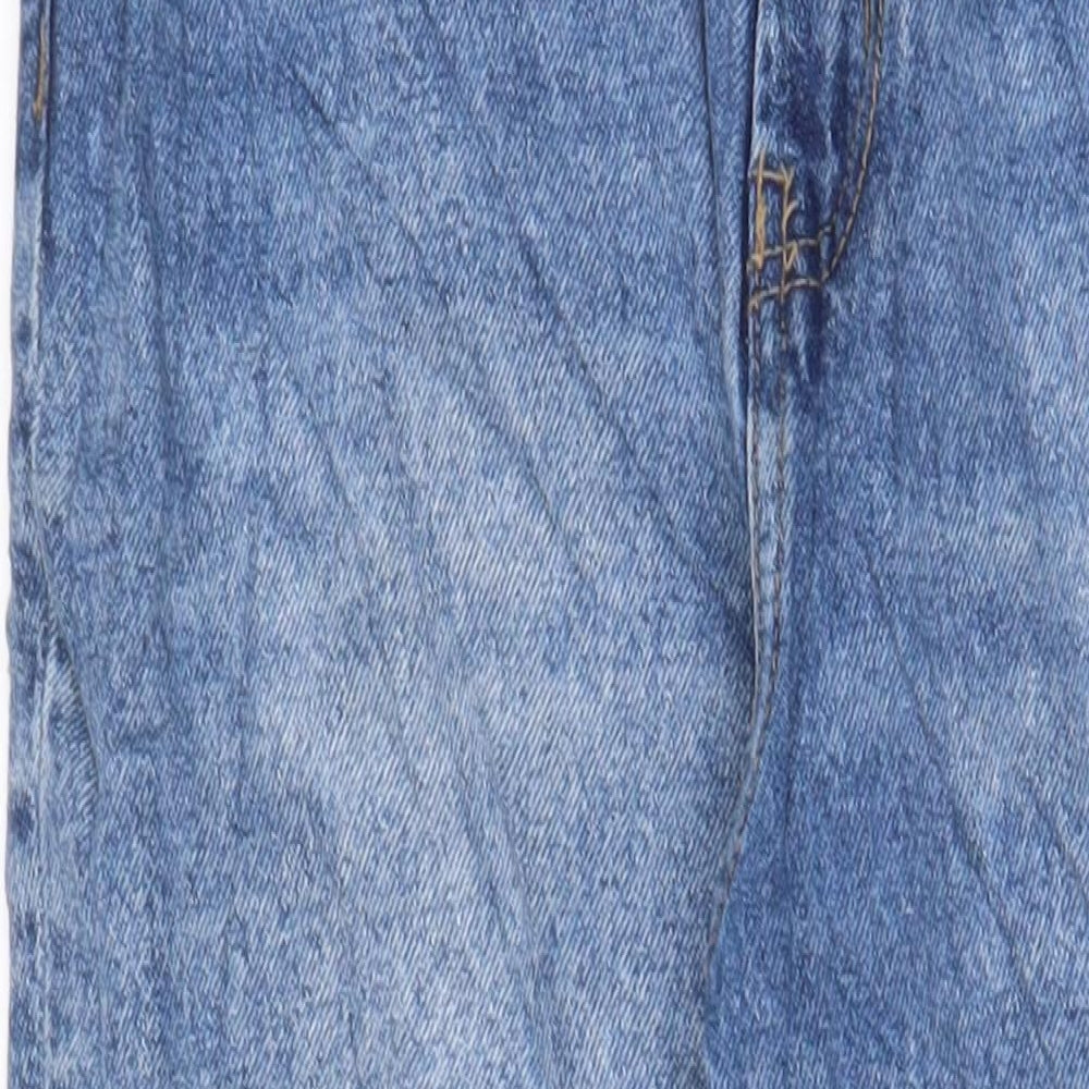 Denim & Co. Womens Blue Cotton Straight Jeans Size 12 L29 in Regular Zip - Freyed Hem