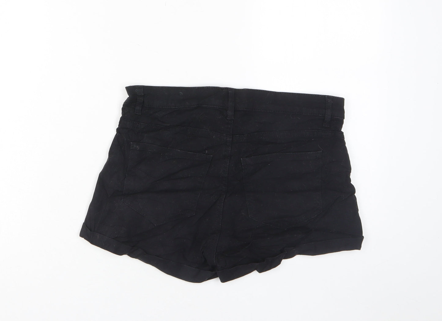 H&M Womens Black Cotton Basic Shorts Size 8 Regular Zip - Pockets