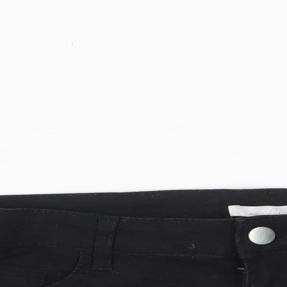 H&M Womens Black Cotton Basic Shorts Size 8 Regular Zip - Pockets