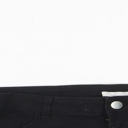 H&M Womens Black Cotton Basic Shorts Size 8 Regular Zip - Pockets