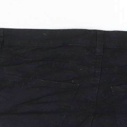 H&M Womens Black Cotton Basic Shorts Size 8 Regular Zip - Pockets