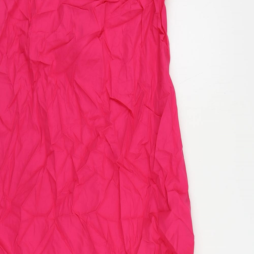 Marks and Spencer Womens Pink Cotton A-Line Size 6 Round Neck Button - Ruffle