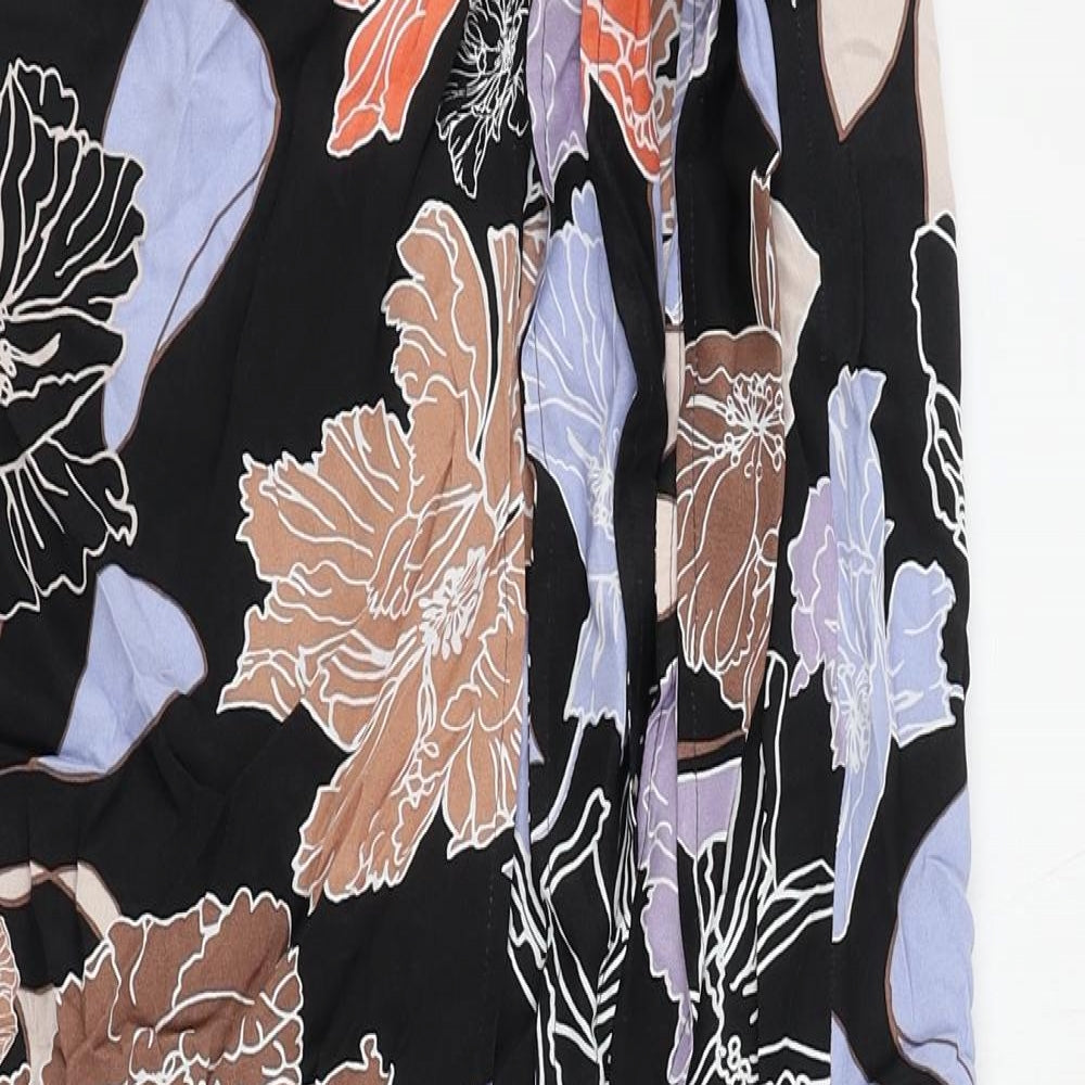 Autograph Womens Black Floral Viscose Wrap Skirt Size 6 Zip