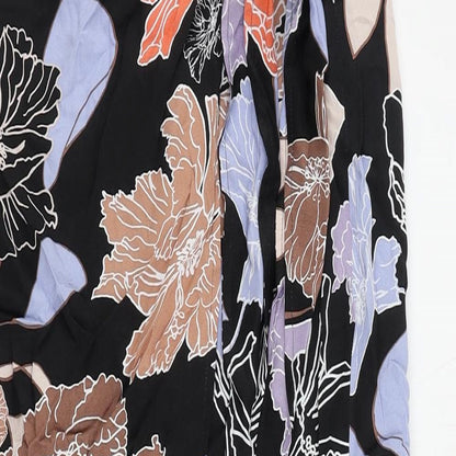 Autograph Womens Black Floral Viscose Wrap Skirt Size 6 Zip