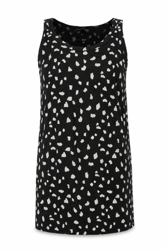 Marks and Spencer Womens Black Animal Print Linen Shift Size 6 Boat Neck Pullover