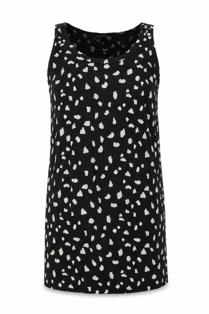 Marks and Spencer Womens Black Animal Print Linen Shift Size 6 Boat Neck Pullover