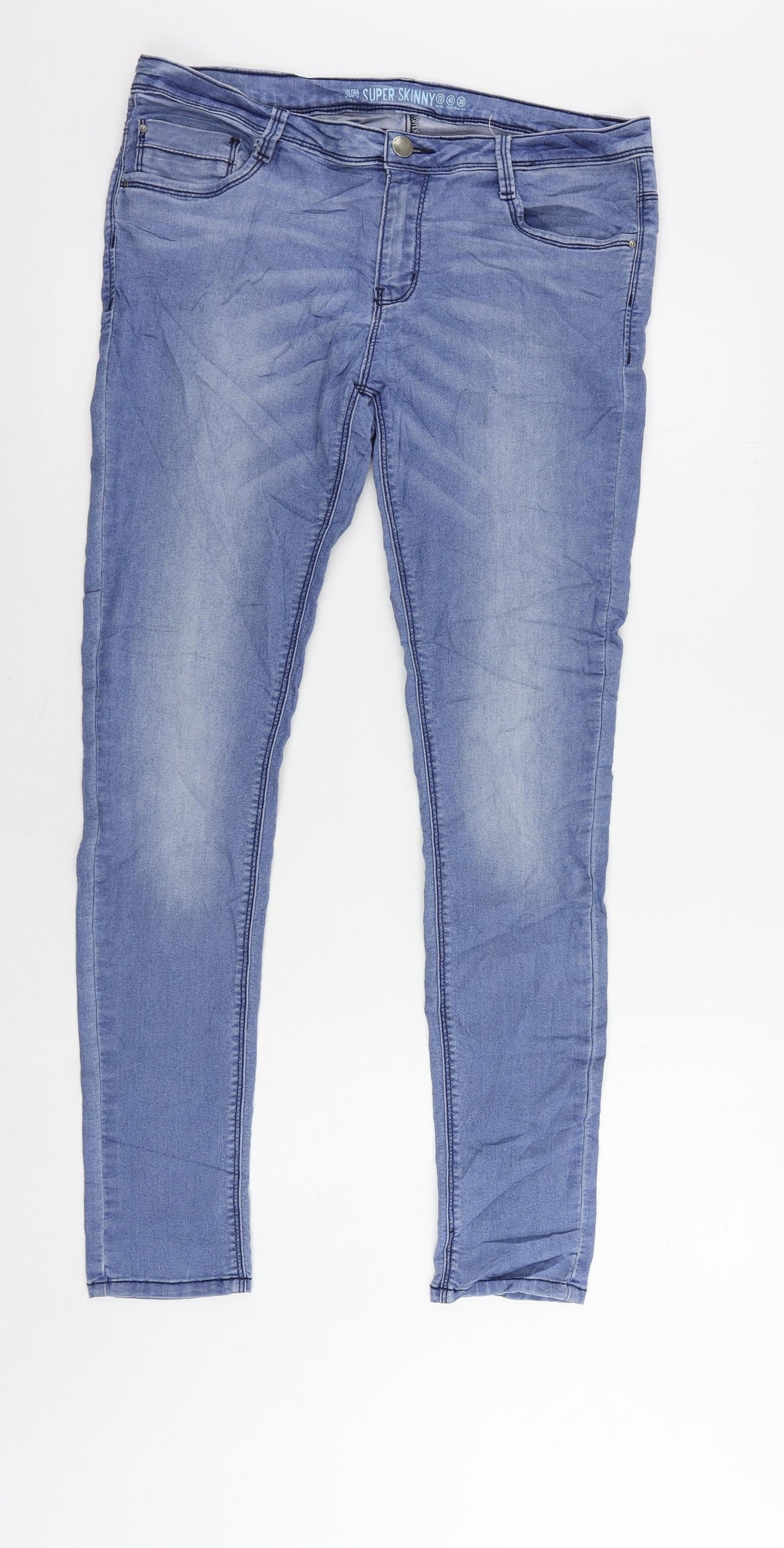 Denim & Co. Womens Blue Cotton Skinny Jeans Size 12 L29 in Regular Zip