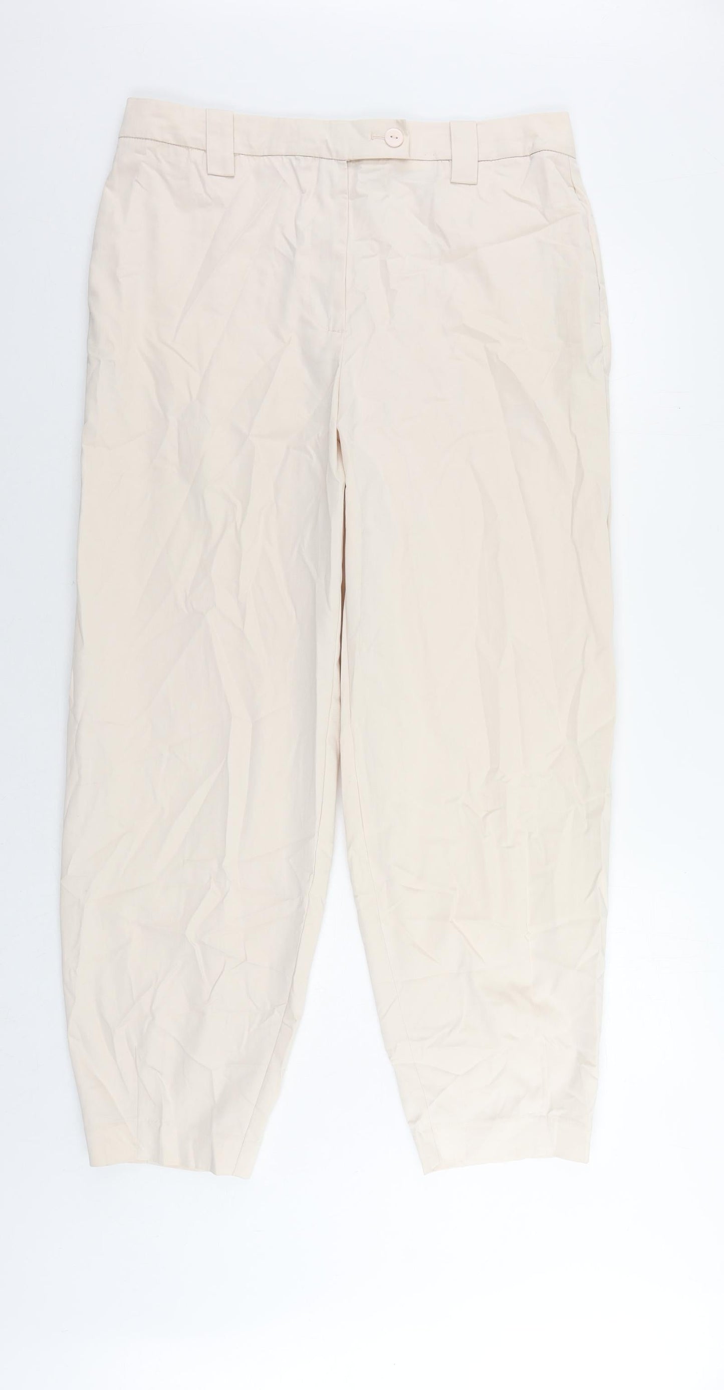 Womens UK Size 16 Marks and Spencer Regular Fit Chino Beige Trousers