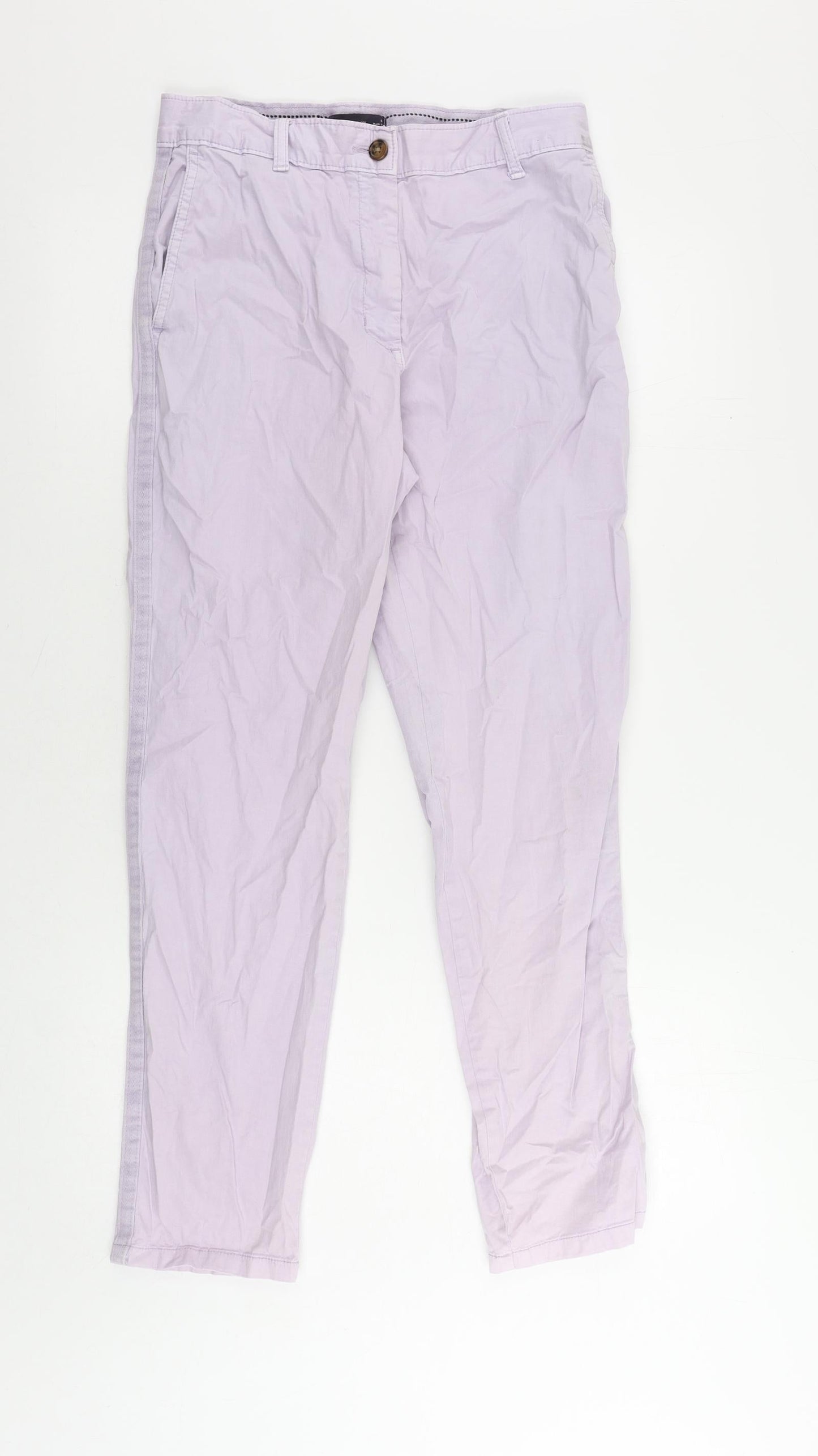 Womens UK Size 8 Marks and Spencer Regular Fit Chino Purple Trousers