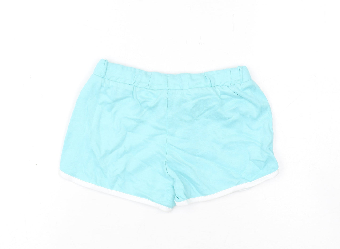 Marks and Spencer Girls Blue Cotton Bermuda Shorts Size 5-6 Years Regular Drawstring