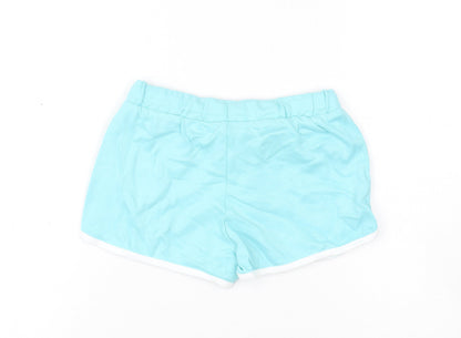 Marks and Spencer Girls Blue Cotton Bermuda Shorts Size 5-6 Years Regular Drawstring