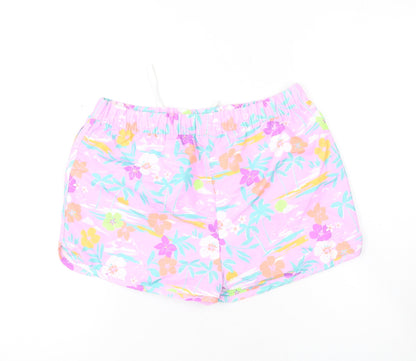 Marks and Spencer Girls Purple Geometric Polyester Bermuda Shorts Size 13-14 Years Regular Drawstring