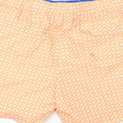 Marks and Spencer Mens Orange Geometric Polyester Bermuda Shorts Size 3XL L6 in Regular Drawstring