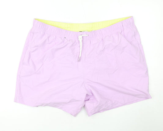 Marks and Spencer Mens Purple Polyester Bermuda Shorts Size 2XL L6 in Regular Drawstring