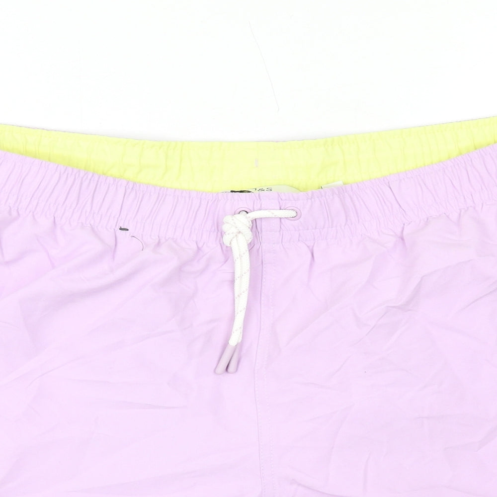 Marks and Spencer Mens Purple Polyester Bermuda Shorts Size 2XL L6 in Regular Drawstring