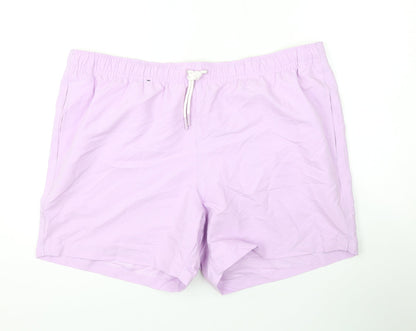 Marks and Spencer Mens Purple Polyester Bermuda Shorts Size 2XL L6 in Regular Drawstring - Swim Shorts
