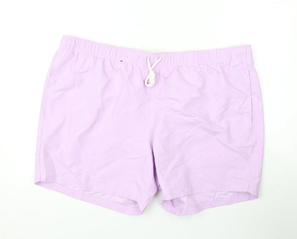 Marks and Spencer Mens Purple Polyester Bermuda Shorts Size 3XL L6 in Regular Drawstring - Swim Shorts