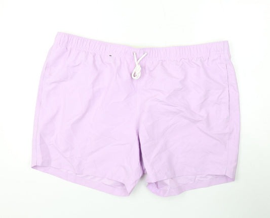 Marks and Spencer Mens Purple Polyester Bermuda Shorts Size 3XL L6 in Regular Drawstring - Swim Shorts