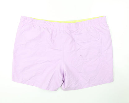Marks and Spencer Mens Purple Polyester Bermuda Shorts Size 3XL L6 in Regular Drawstring - Swim Shorts