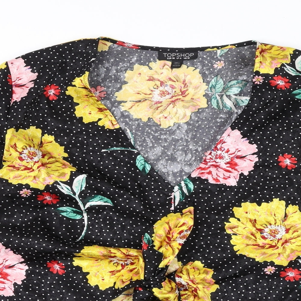 Womens UK Size 10 Topshop Black Basic Blouse