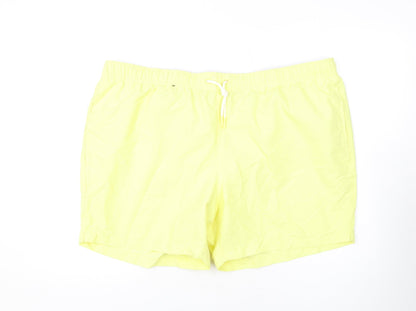 Marks and Spencer Mens Yellow Polyester Bermuda Shorts Size 3XL L10 in Regular Drawstring - Swim Shorts