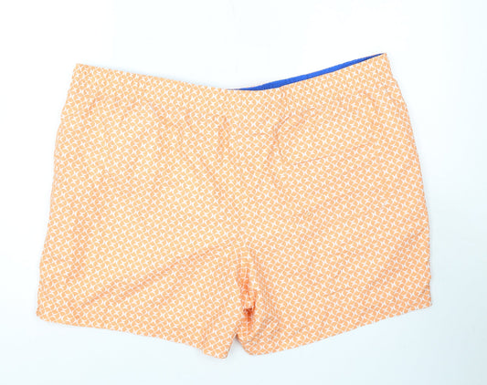 Marks and Spencer Mens Orange Geometric Polyester Bermuda Shorts Size 3XL L10 in Regular Drawstring - Swim Shorts