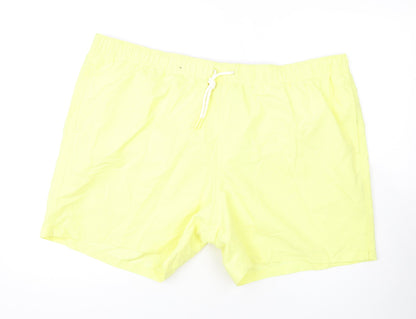 Marks and Spencer Mens Yellow Polyester Bermuda Shorts Size 3XL L6 in Regular Drawstring - Swim Shorts
