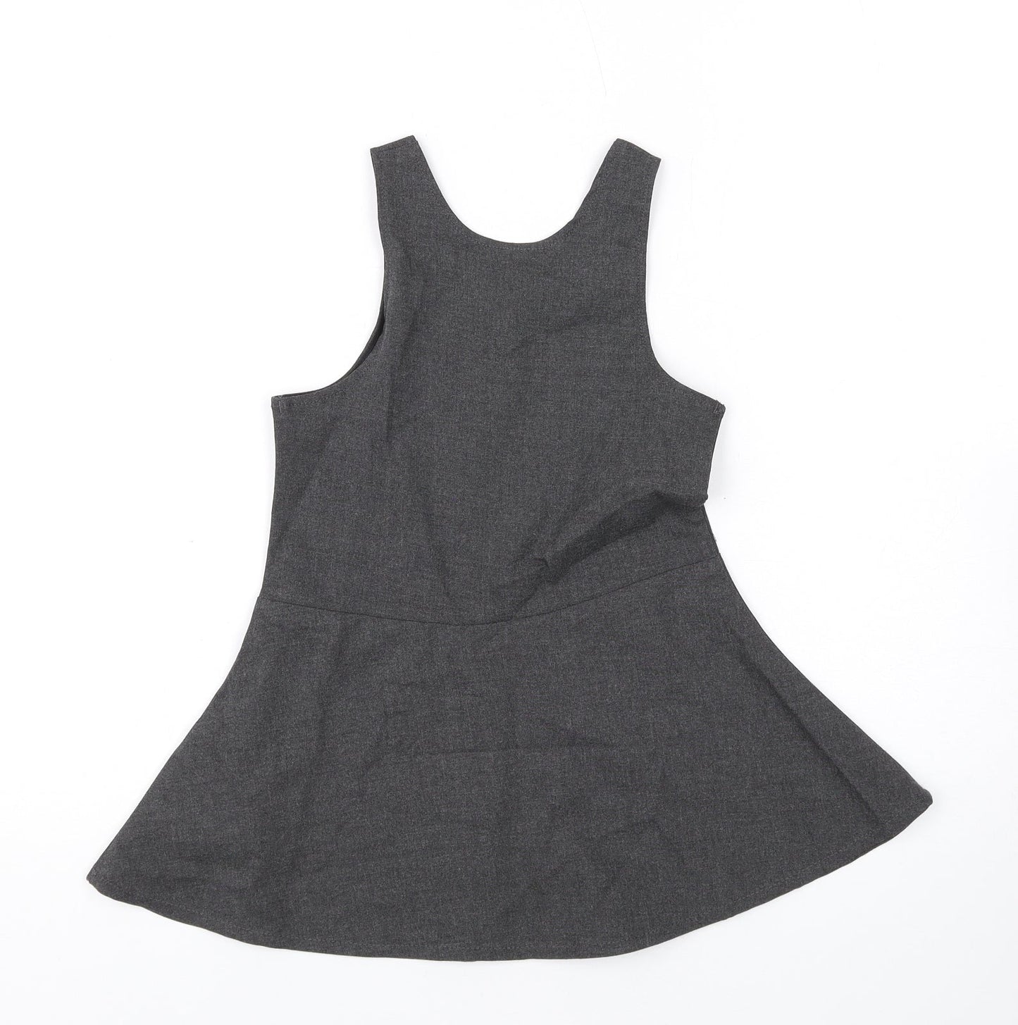 Marks and Spencer Girls Grey Polyester Skater Dress Size 2-3 Years Scoop Neck Zip