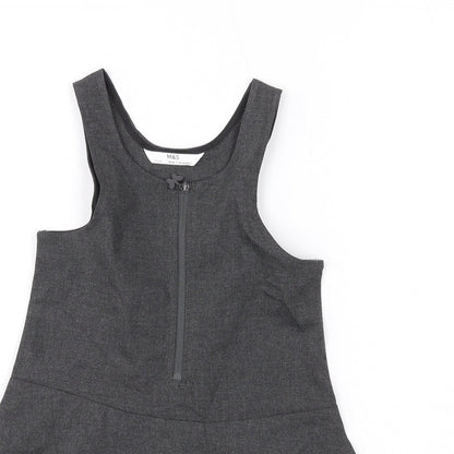 Marks and Spencer Girls Grey Polyester Skater Dress Size 2-3 Years Scoop Neck Zip
