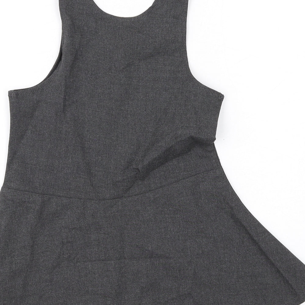 Marks and Spencer Girls Grey Polyester Skater Dress Size 2-3 Years Scoop Neck Zip
