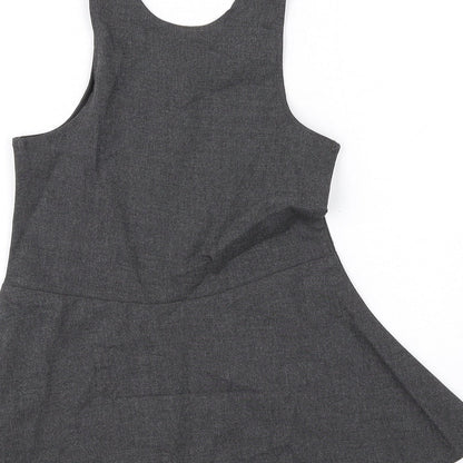 Marks and Spencer Girls Grey Polyester Skater Dress Size 2-3 Years Scoop Neck Zip