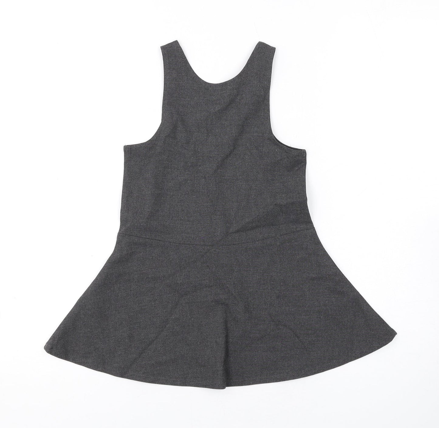 Marks and Spencer Girls Grey Polyester Skater Dress Size 2-3 Years Scoop Neck Zip