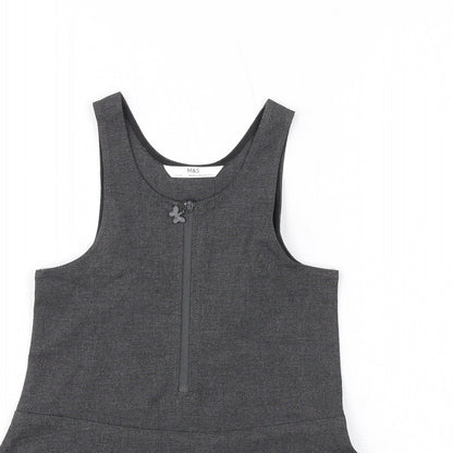 Marks and Spencer Girls Grey Polyester Skater Dress Size 2-3 Years Scoop Neck Zip