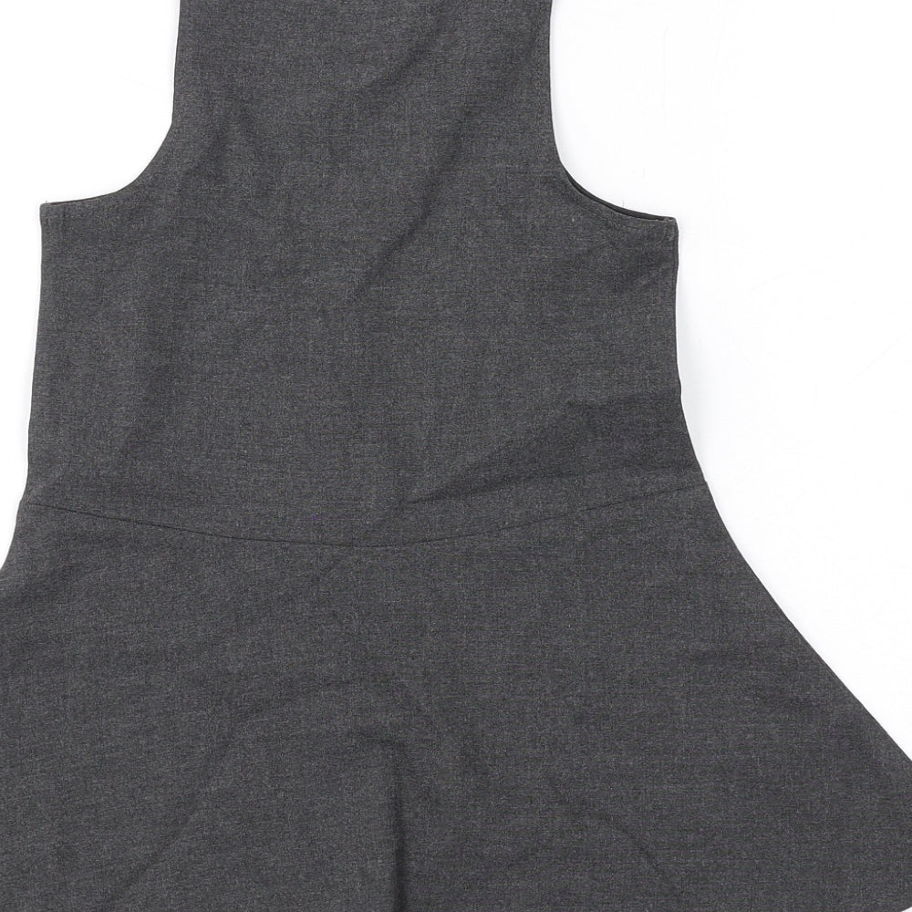 Marks and Spencer Girls Grey Polyester Skater Dress Size 2-3 Years Scoop Neck Zip