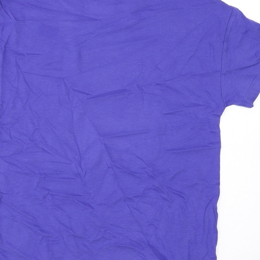 Marks and Spencer Boys Purple Cotton Basic T-Shirt Size 10-11 Years Round Neck Pullover - Marvel