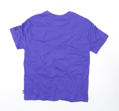Marks and Spencer Boys Purple Cotton Basic T-Shirt Size 10-11 Years Round Neck Pullover - Marvel