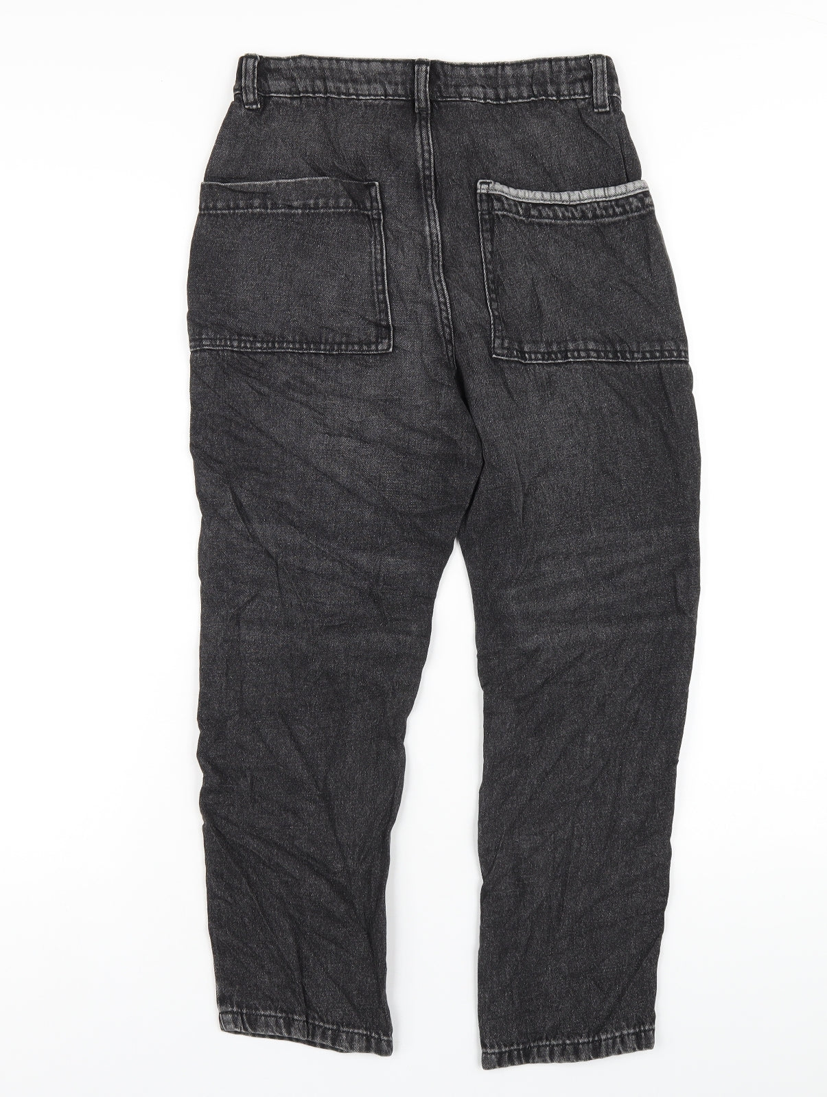 Marks and Spencer Girls Black Cotton Straight Jeans Size 10-11 Years L25 in Regular Zip