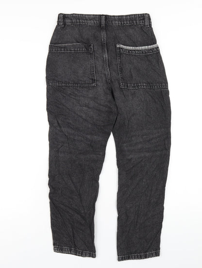 Marks and Spencer Girls Black Cotton Straight Jeans Size 10-11 Years L25 in Regular Zip