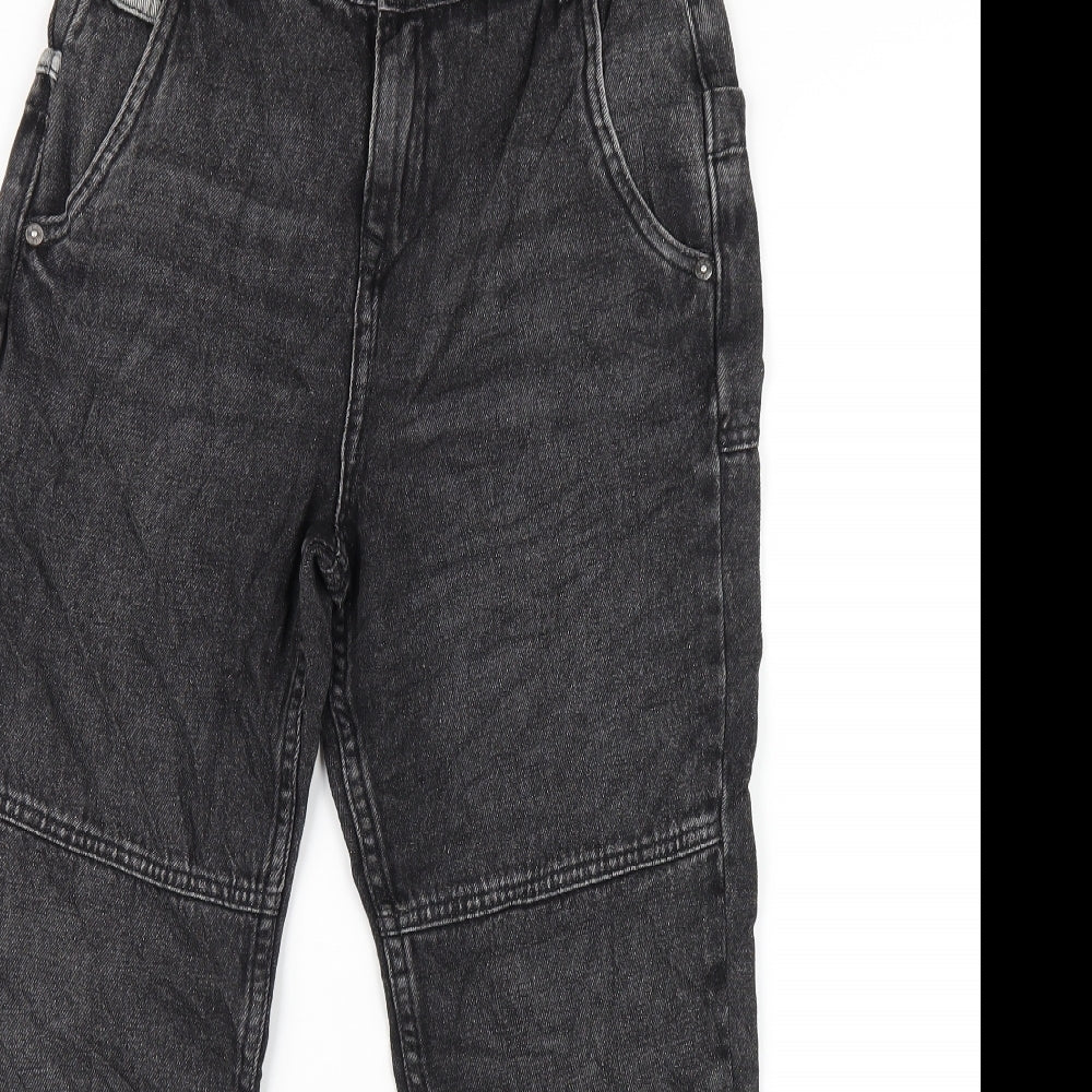 Marks and Spencer Girls Black Cotton Straight Jeans Size 10-11 Years L25 in Regular Zip