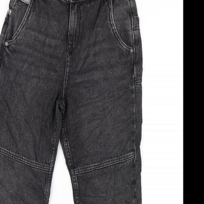 Marks and Spencer Girls Black Cotton Straight Jeans Size 10-11 Years L25 in Regular Zip