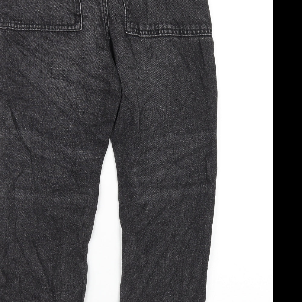 Marks and Spencer Girls Black Cotton Straight Jeans Size 10-11 Years L25 in Regular Zip