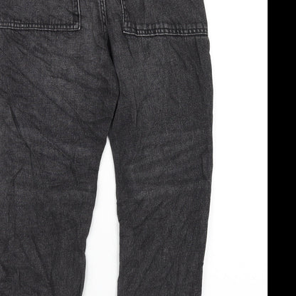 Marks and Spencer Girls Black Cotton Straight Jeans Size 10-11 Years L25 in Regular Zip