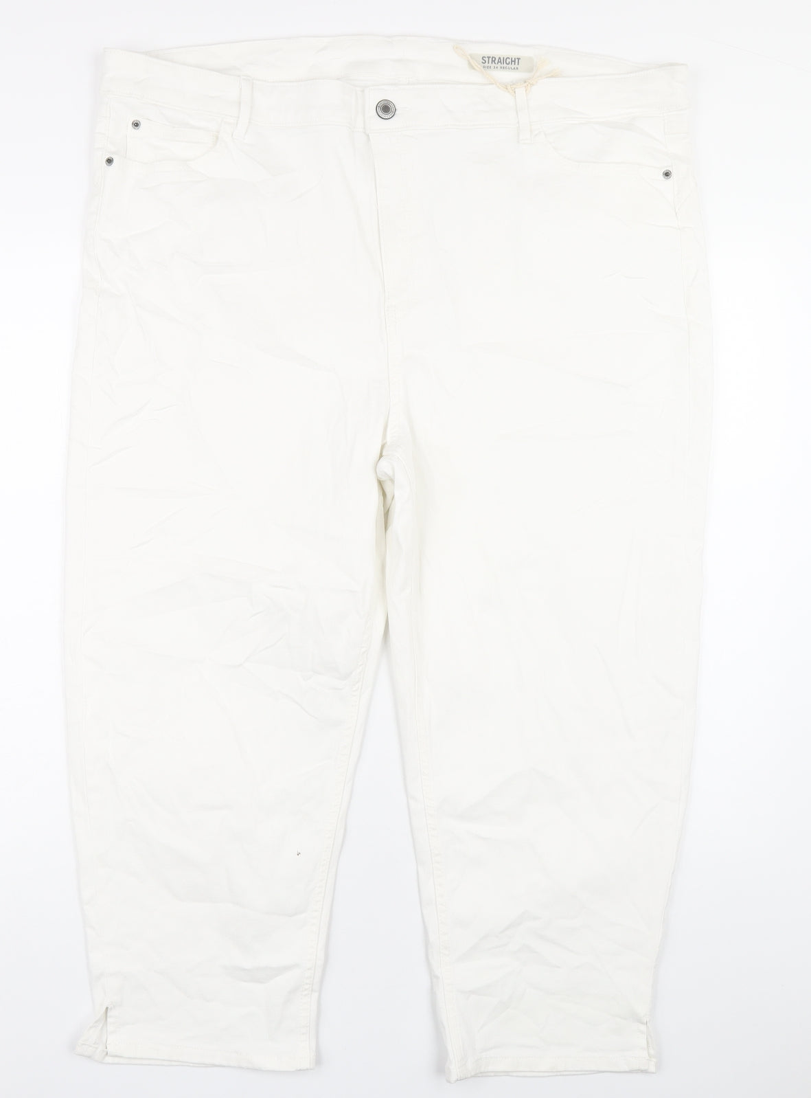 Womens UK Size 24 Marks and Spencer Regular Fit Straight White Jeans