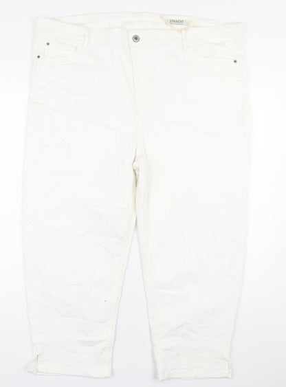 Womens UK Size 24 Marks and Spencer Regular Fit Straight White Jeans