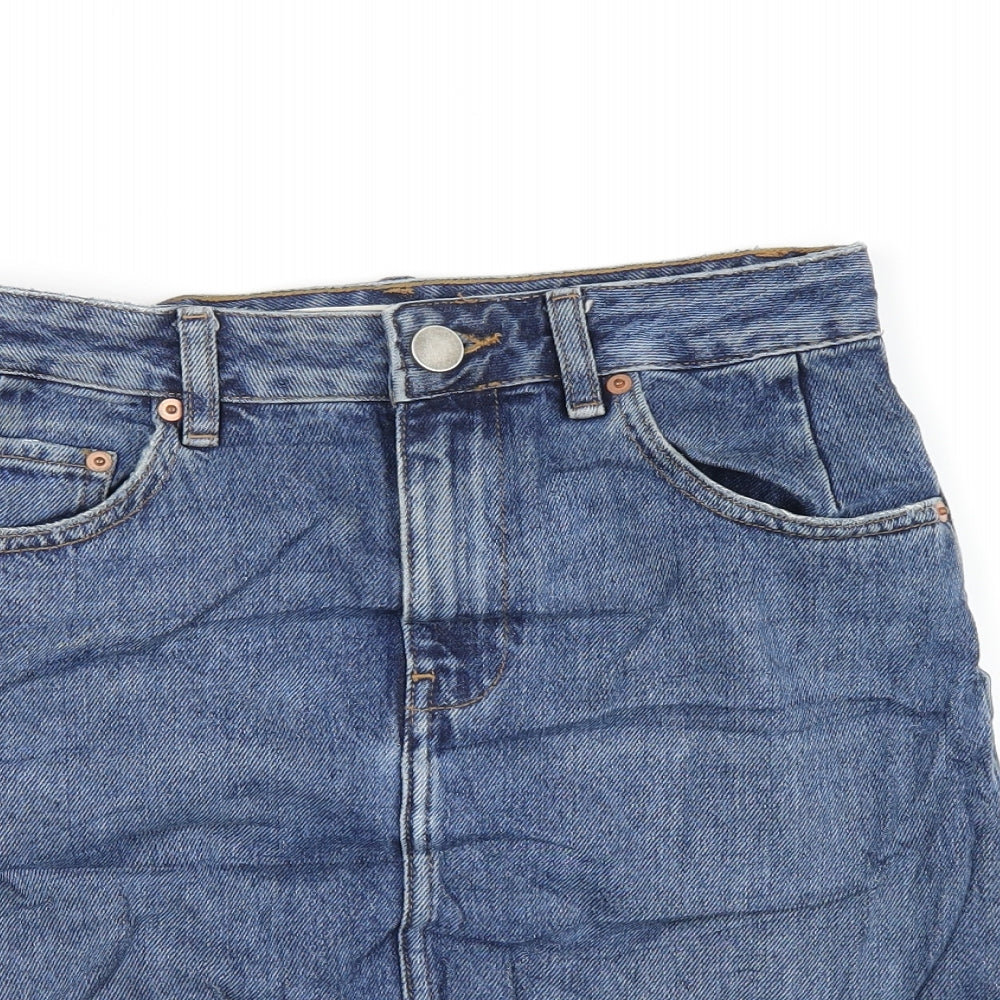 ASOS Womens Blue Cotton A-Line Skirt Size 8 Zip