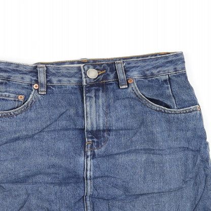 ASOS Womens Blue Cotton A-Line Skirt Size 8 Zip