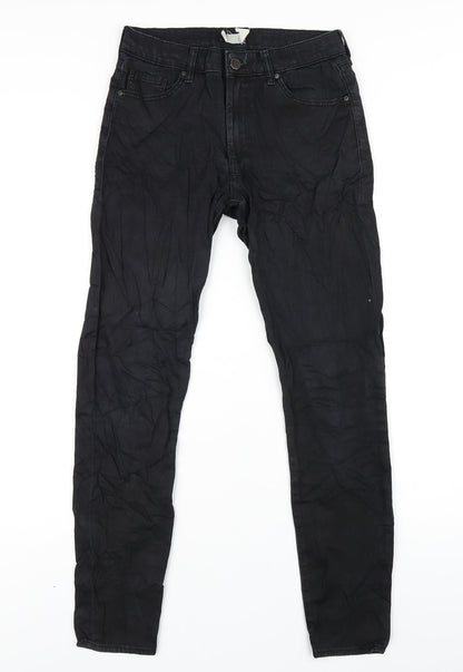 Topshop Womens Black Cotton Skinny Jeans Size 10 L32 in Regular Zip