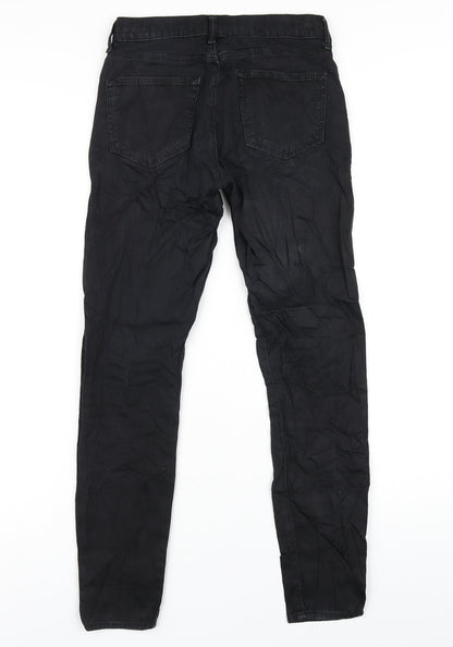 Topshop Womens Black Cotton Skinny Jeans Size 10 L32 in Regular Zip