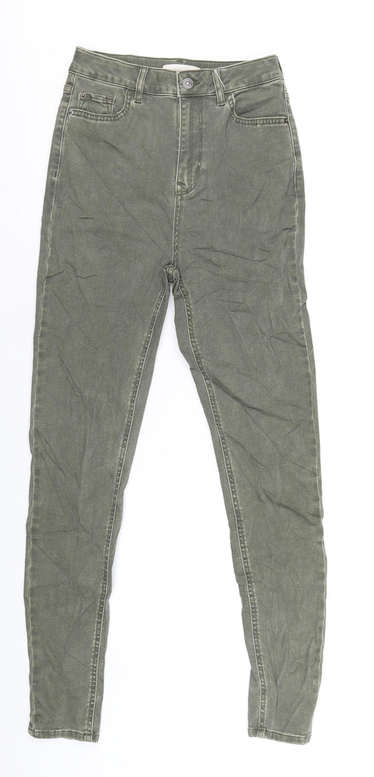 Per Una Womens Green Cotton Skinny Jeans Size 8 L30 in Regular Zip