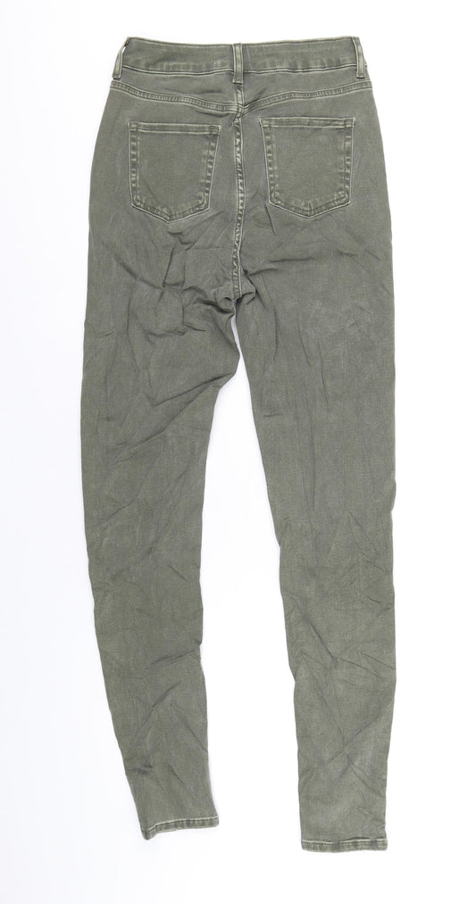 Per Una Womens Green Cotton Skinny Jeans Size 8 L30 in Regular Zip